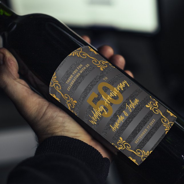 Rótulo De Garrafa De Cerveja Celebração do 50º Aniversário do Casamento Chic El (Criador carregado)