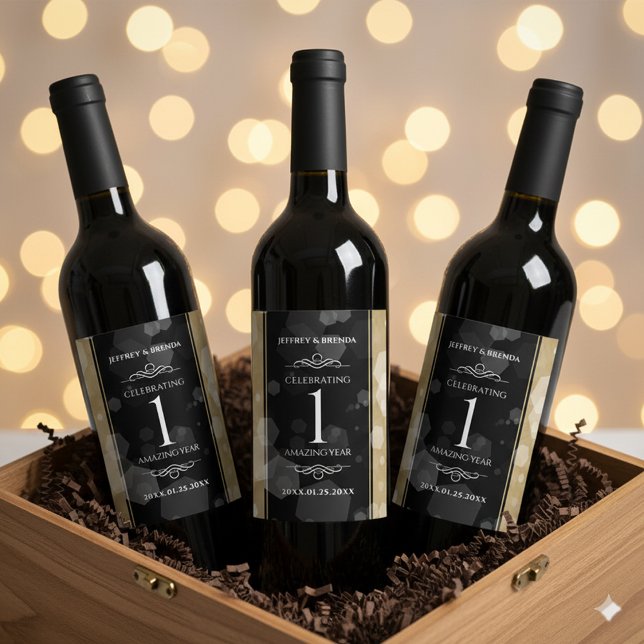 Rótulo De Garrafa De Cerveja Celebração do Aniversário de Casamento de Papéis E (1st Paper Wedding Anniversary Wine/Liquor Drink Labels Cover Photo)