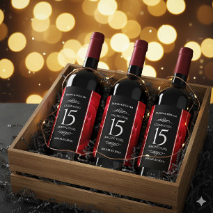 Rótulo De Garrafa De Cerveja Celebração do Aniversário de Casamento de Rosa 