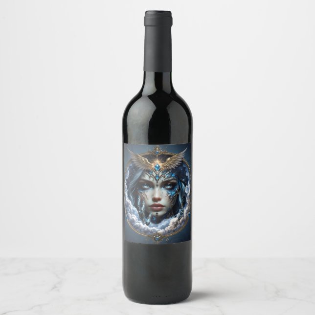 Rótulo De Garrafa De Cerveja Celestia – Guardiã do Céu Infinito.  (Frente)