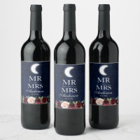 Celestial Wedding Moon Stars Mr e Mrs Floral