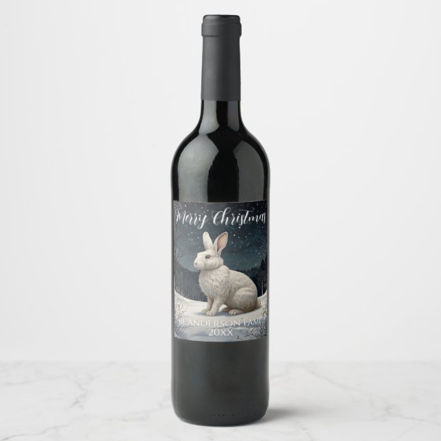 Rótulo De Garrafa De Cerveja Celho branco Elegante Floresta de neve de Natal (Frente)