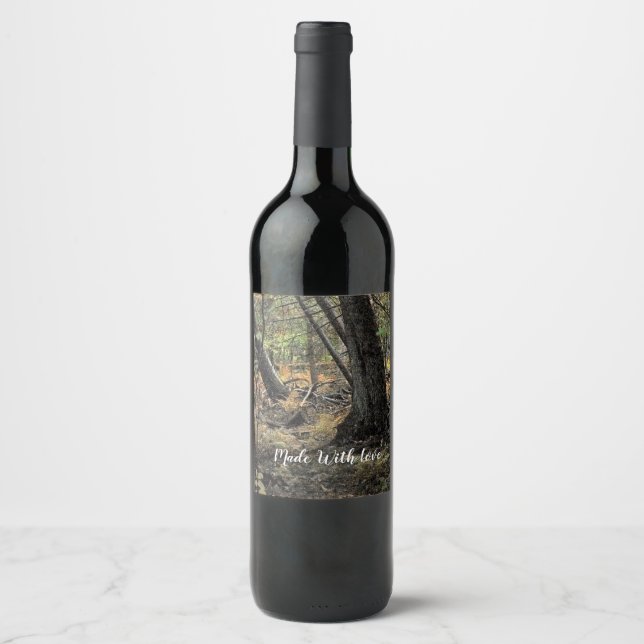 Rótulo De Garrafa De Cerveja Cena de floresta outonal            (Frente)