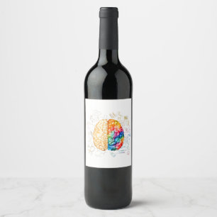 Rótulo De Garrafa De Cerveja Cérebro Colorido - Ciência E Arte - Neurociência N