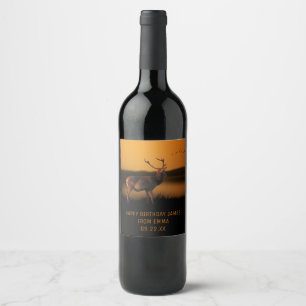 Rótulo De Garrafa De Cerveja Cervos enevoados da manhã do nascer do sol do