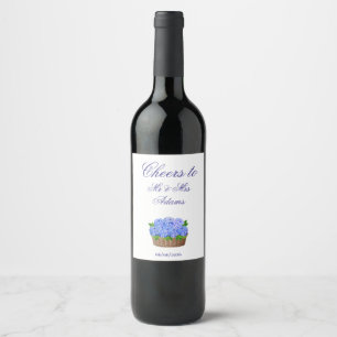 Rótulo De Garrafa De Cerveja Cesta de Flores de Hortênsia Azul Favor de Casamen