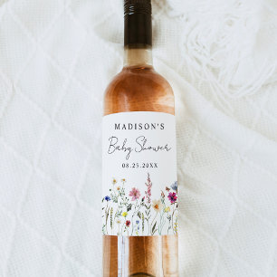 Rótulo De Garrafa De Cerveja Chá de Bebê de Campo de Flores Silvestres Elegante