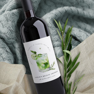 Rótulo De Garrafa De Cerveja Chá de Bebê de Coquetel Margarita Verde Elegante
