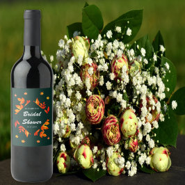 Rótulo De Garrafa De Cerveja Chá de Bebê de Folhas de Outono Rústico Moderno