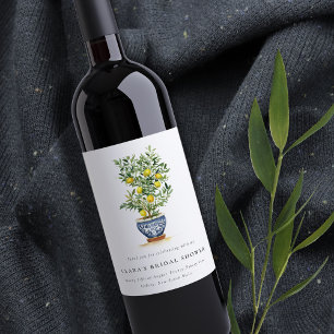 Rótulo De Garrafa De Cerveja Chá de Bebê de Noiva Boho Aquarela Árvore de Limão