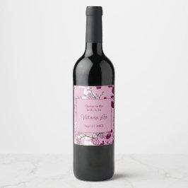 Rótulo De Garrafa De Cerveja Chá de Bebê de Noiva Elegantes Flores de Cerejeira