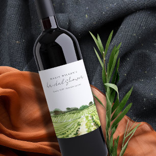 Rótulo De Garrafa De Cerveja Chá de Bebê de Vinícola Verde Aquarela