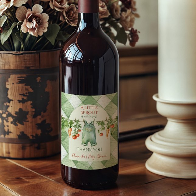 Rótulo De Garrafa De Cerveja Chá de Bebê do Pequeno Broto Neutro Rústico (Criador carregado)