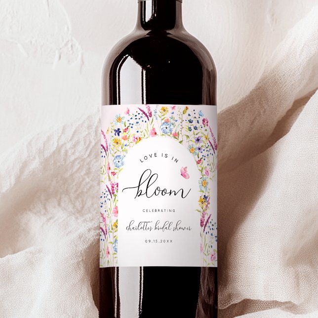 Rótulo De Garrafa De Cerveja Chá de Bebê Floral Rosa Elegante (Criador carregado)