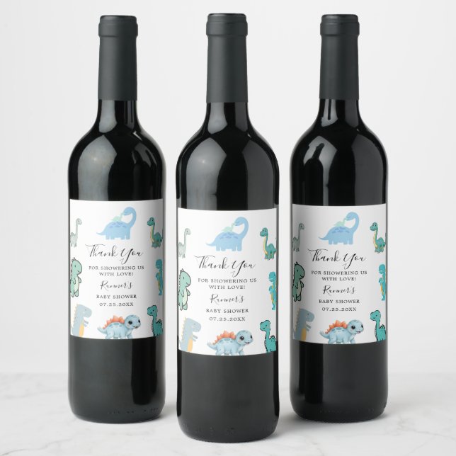 Rótulo De Garrafa De Cerveja Chá de Bebê Fofo Pequeno Dinossauro (Garrafas)