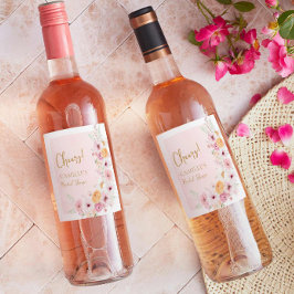Rótulo De Garrafa De Cerveja Chá de Bebê Jardim Floral Rosa Cheers