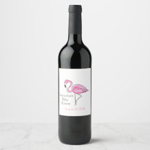 Rótulo De Garrafa De Cerveja Chá de Bebê Personalizado Flamingo Rosa