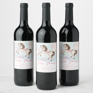Rótulo De Garrafa De Cerveja Chá de estrelas de balões cor-de-rosa, bebê bebezi