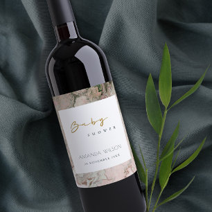 RÓTULO DE GARRAFA DE CERVEJA CHÁ DE FRALDAS DE AGATE DOURADO DE ROSA DE TINTA E