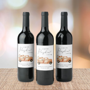 Rótulo De Garrafa De Cerveja Chá de fraldas de Aquarela de Carro-Pumpkin