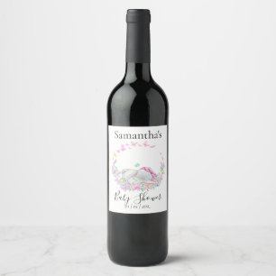 Rótulo De Garrafa De Cerveja Chá de fraldas de Borboletas Rosa-Elefante-Cinto
