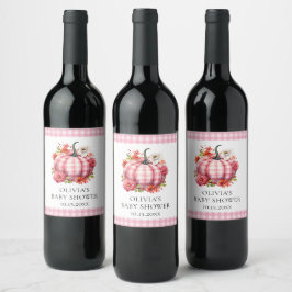 Rótulo De Garrafa De Cerveja Chá de fraldas de Xadrez cor-de-rosa com queda de