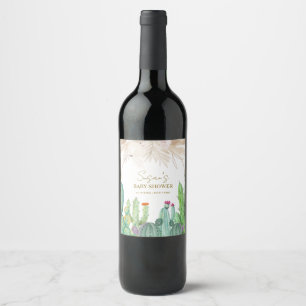 Rótulo De Garrafa De Cerveja Chá de fraldas Elegante Boho Western Cactus Arch