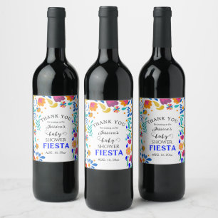 Rótulo De Garrafa De Cerveja Chá de fraldas mexicano Fiesta Floral Wine