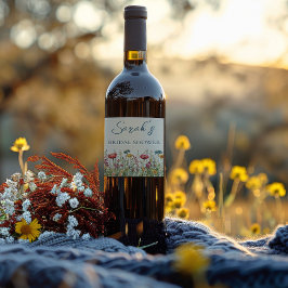 Rótulo De Garrafa De Cerveja Chá de Noiva Aquarela de Flores Silvestres em Flor