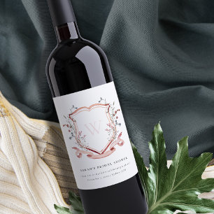 Rótulo De Garrafa De Cerveja Chá de Noiva Crista de Aquarela de Flor Silvestre 