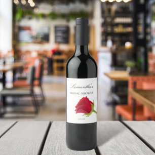 Rótulo De Garrafa De Cerveja Chá de Noiva de rosa vermelha elegante