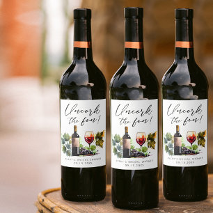 Rótulo De Garrafa De Cerveja Chá de Noiva de Vinho Divertido e Elegante