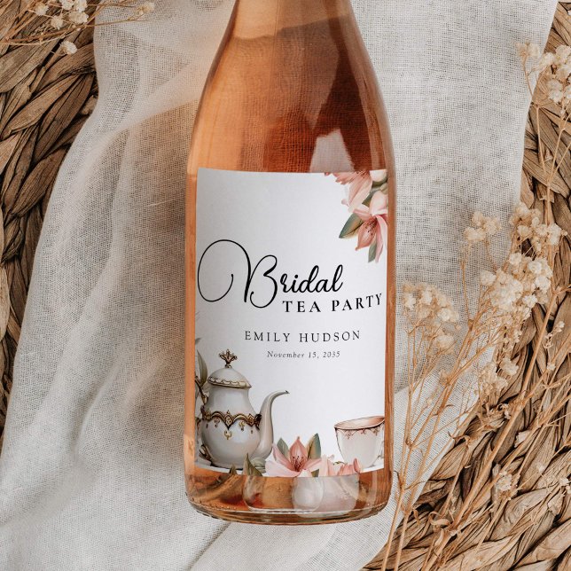 Rótulo De Garrafa De Cerveja Chá de Noiva Elegante Festa do Chá (Criador carregado)