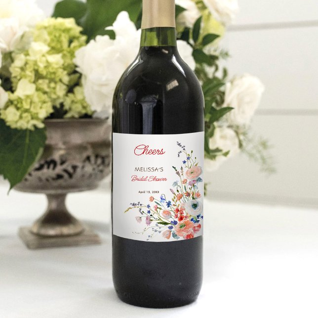 Rótulo De Garrafa De Cerveja Chá de Noiva Floral Elegante (Criador carregado)