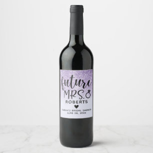 Rótulo De Garrafa De Cerveja Chá de Noiva Futuro Sra. Brilho Roxo
