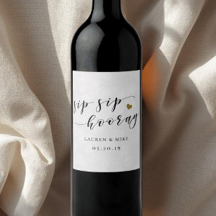 Rótulo De Garrafa De Cerveja Chá de Noiva Sip Sip Hooray Casamento