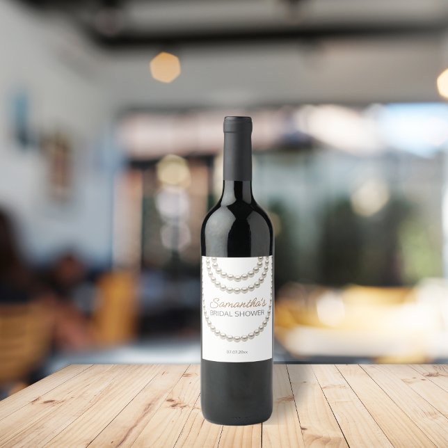 Rótulo De Garrafa De Cerveja Chá de panela de colares de pérolas Elegantes (Criador carregado)