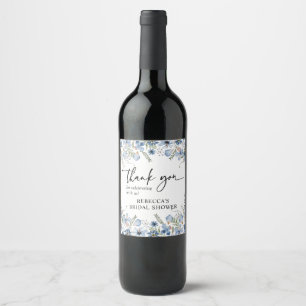 Rótulo De Garrafa De Cerveja Chá de panela de Florais Azuis Elegante