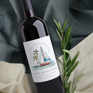 Rótulo De Garrafa De Cerveja Chá de panela de paisagem por mar com palma