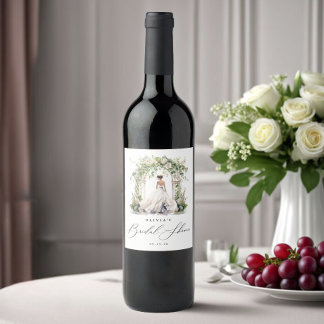 Rótulo De Garrafa De Cerveja Chá de panela Floral de Watercolor Greenery