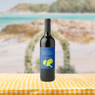Rótulo De Garrafa De Cerveja Chá de panela Neon Azul Pickleball