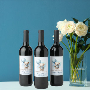 Rótulo De Garrafa De Cerveja Chá do Bear Blue Balloon Baby Boy