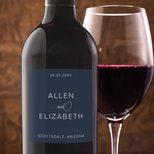 Rótulo De Garrafa De Cerveja Champanhe de Casamento Azul-Na moda Marinho do  Mo