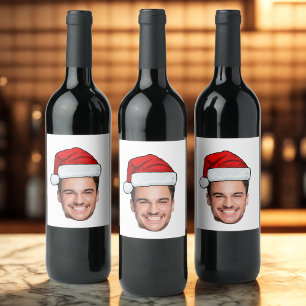 Rótulo De Garrafa De Cerveja Chapéu de Papai Noel com Foto Personalizada de Nat