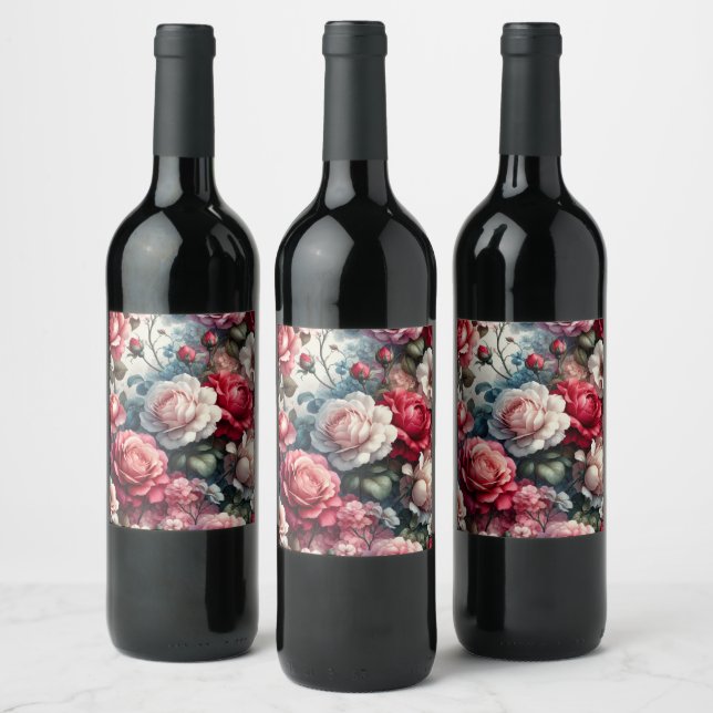 Rótulo De Garrafa De Cerveja Charme Floral Rosa Atemporal (Garrafas)