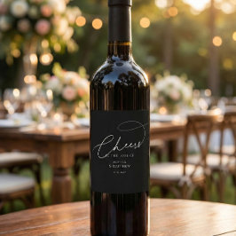 Rótulo De Garrafa De Cerveja Cheers Script Typography Black Wedding