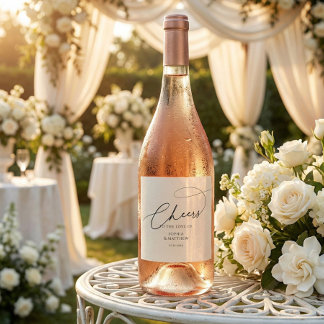 Rótulo De Garrafa De Cerveja Cheers Script Typography White Wedding