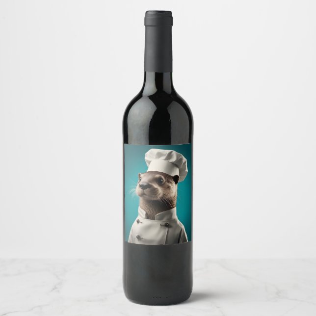 Rótulo De Garrafa De Cerveja Chef Otter (Frente)