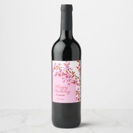 Rótulo De Garrafa De Cerveja Cherry Blossom Sakura Flor Cor-de-rosa Branca
