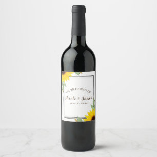 Rótulo De Garrafa De Cerveja Chic de Girassóis Branco Chá de Noiva Casamento